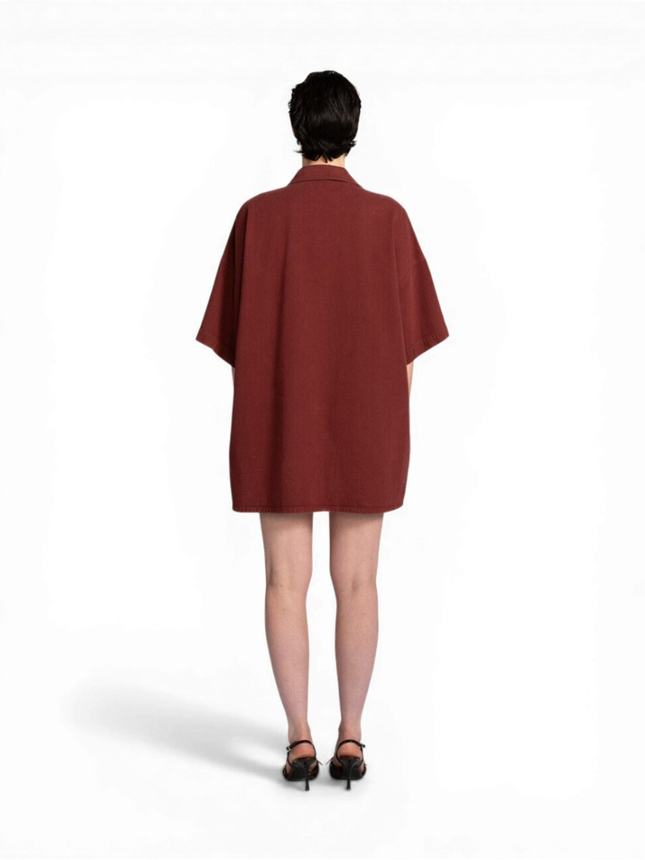 Bordeaux kleurige jeans jurk Gloria Les Soeurs