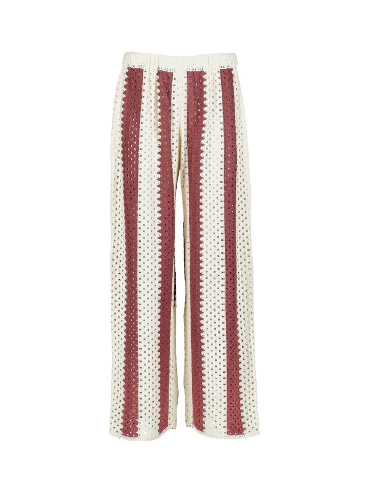Ecru bordeaux gestreepte broek Lina Les Soeurs