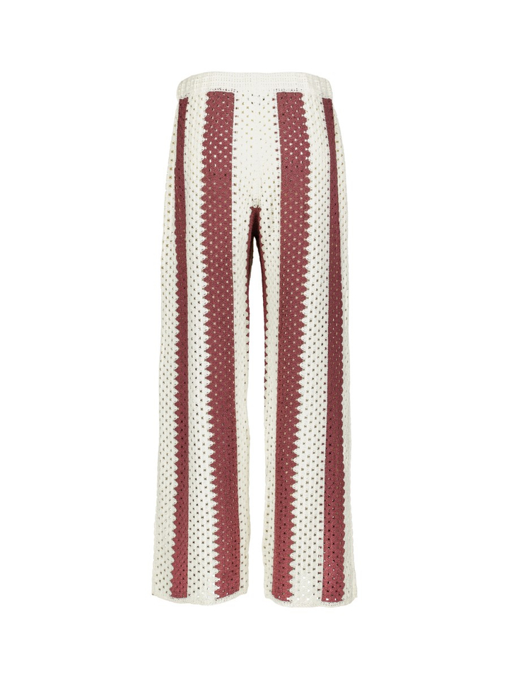 Ecru bordeaux gestreepte broek Lina Les Soeurs