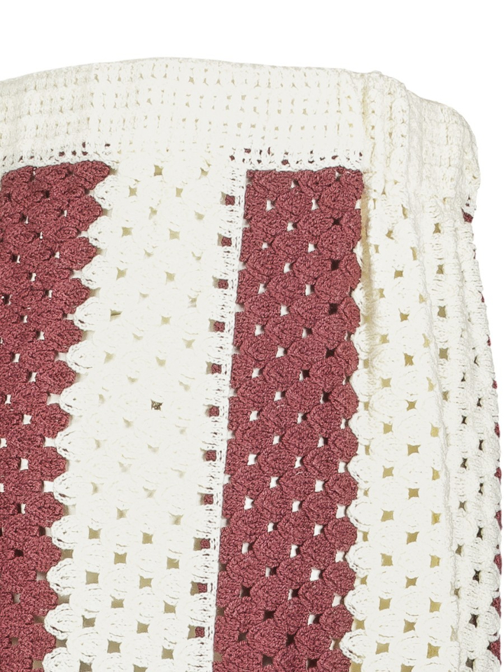 Ecru bordeaux gestreepte broek Lina Les Soeurs