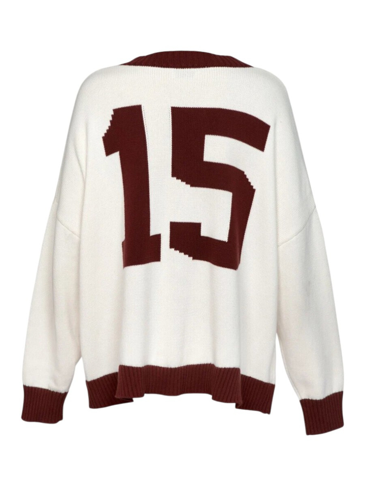 Witte gebreide cardigan met bordeaux detail Maia Les Soeurs 