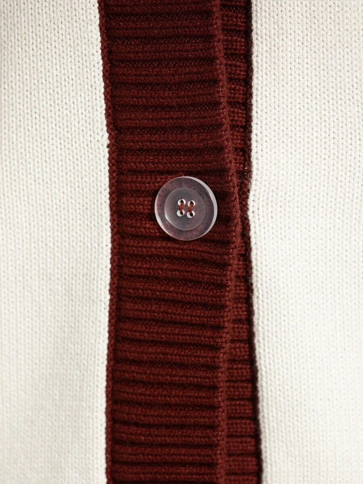 Witte gebreide cardigan met bordeaux detail Maia Les Soeurs 