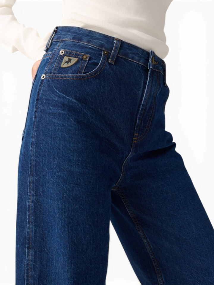 Donkerblauwe loose wide leg jeans Skater Flare Lois