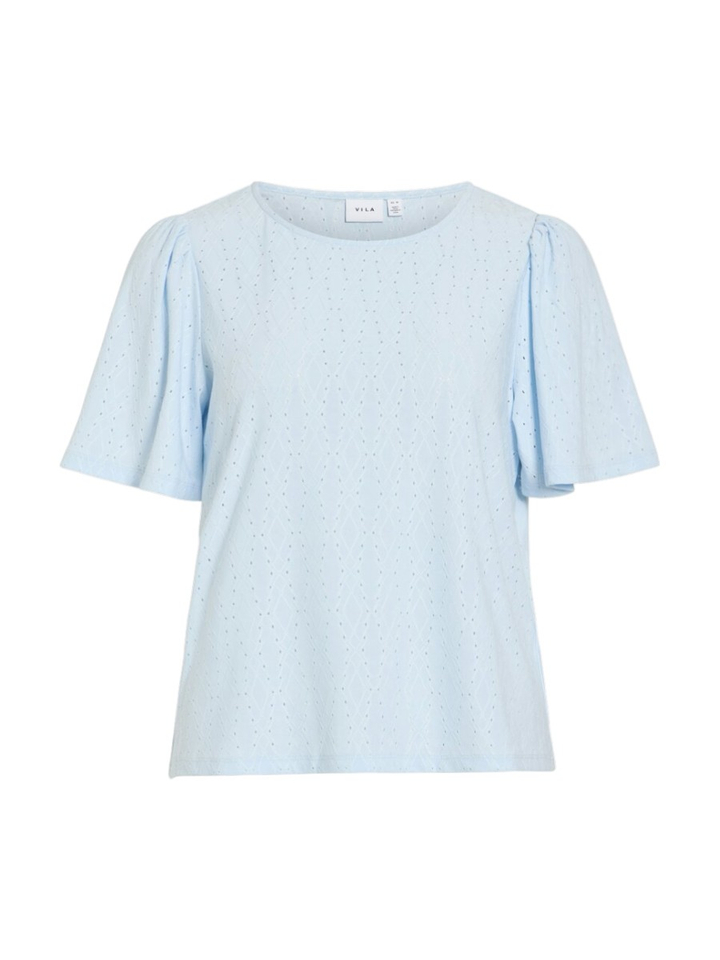 Lichtblauwe T-shirt met detail Vibelli Vila