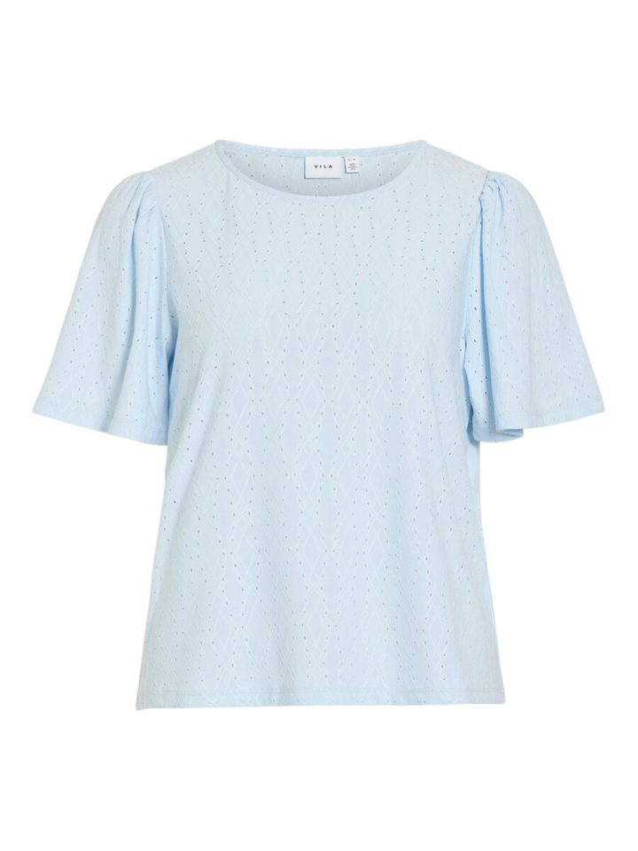 Lichtblauwe T-shirt met detail Vibelli Vila