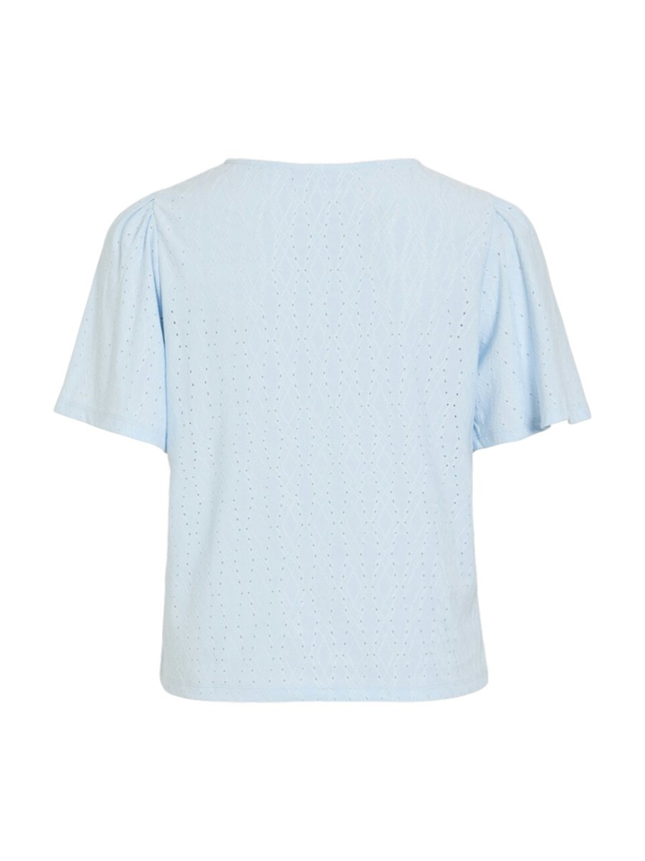 Lichtblauwe T-shirt met detail Vibelli Vila