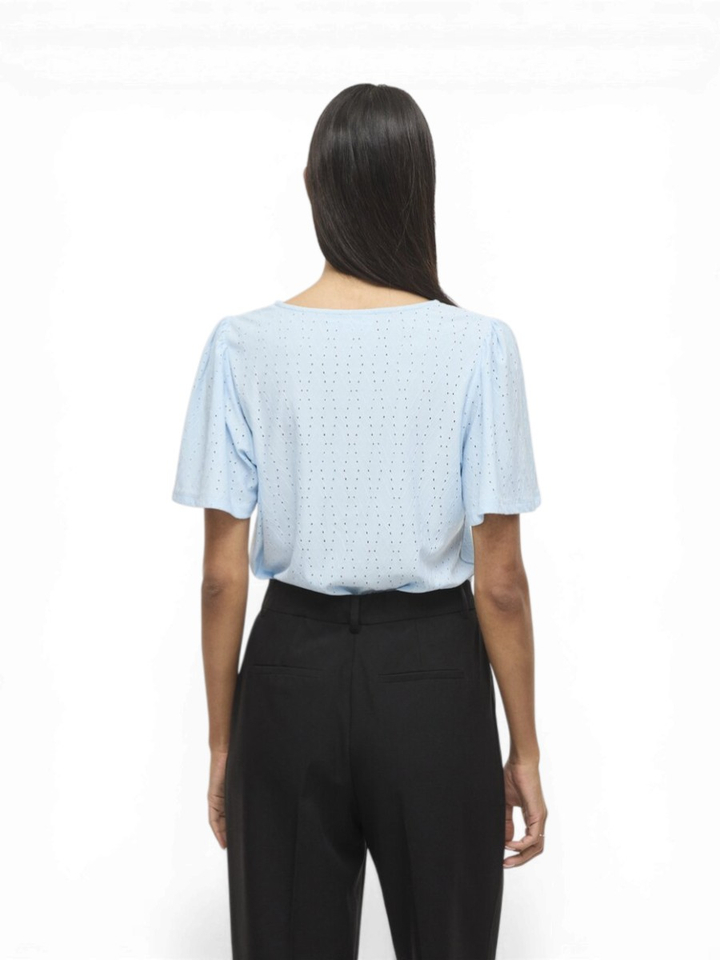 Lichtblauwe T-shirt met detail Vibelli Vila
