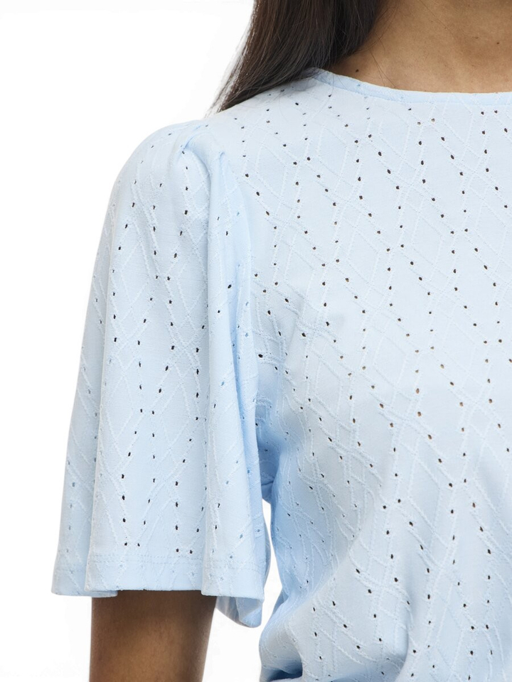 Lichtblauwe T-shirt met detail Vibelli Vila