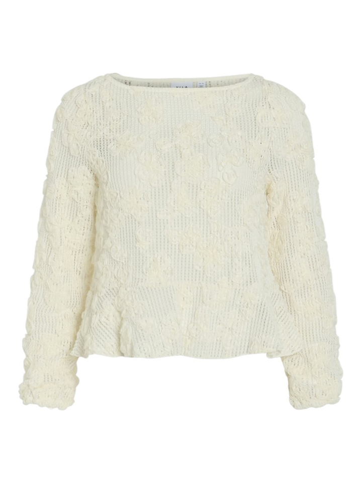 Beige gehaakte trui met bloemen Virucana Vila