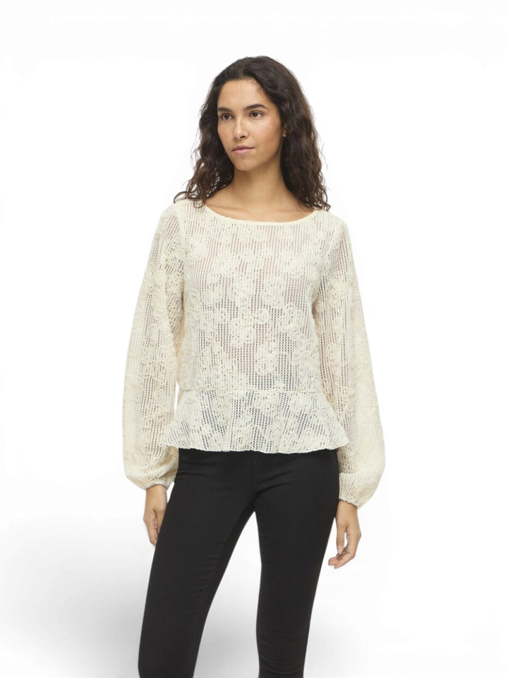 Beige gehaakte trui met bloemen Virucana Vila