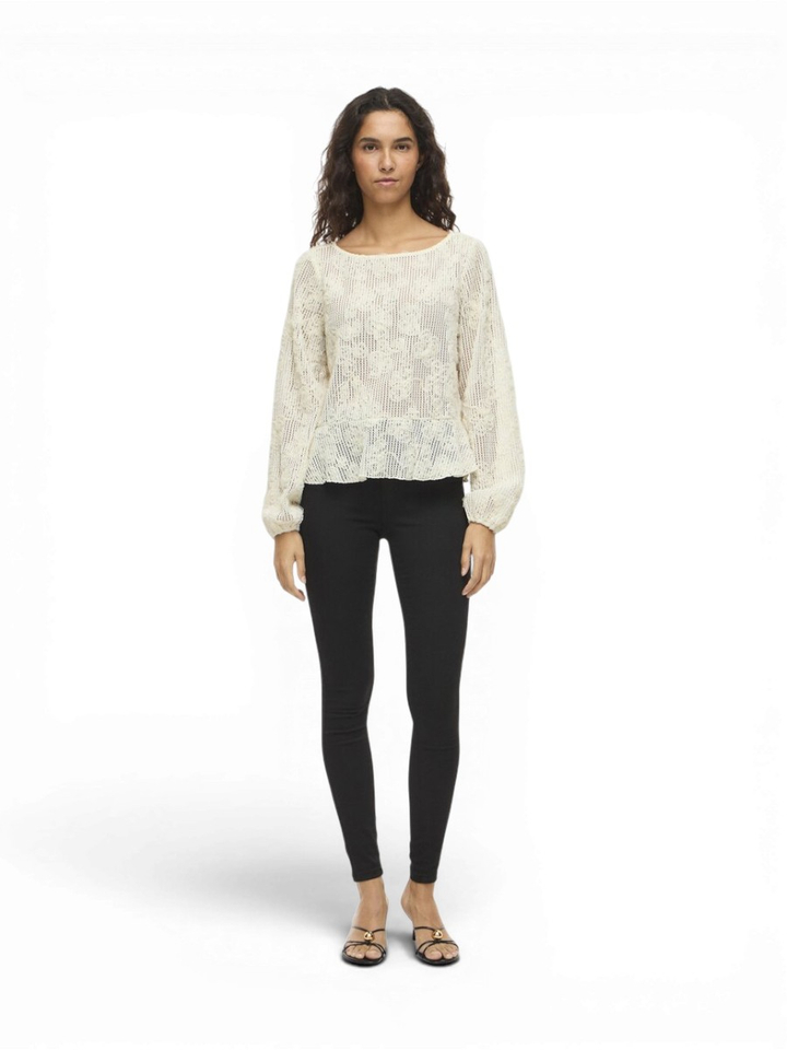 Beige gehaakte trui met bloemen Virucana Vila