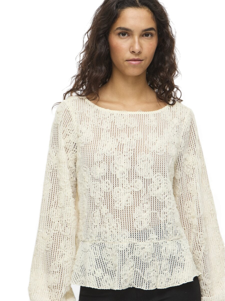 Beige gehaakte trui met bloemen Virucana Vila