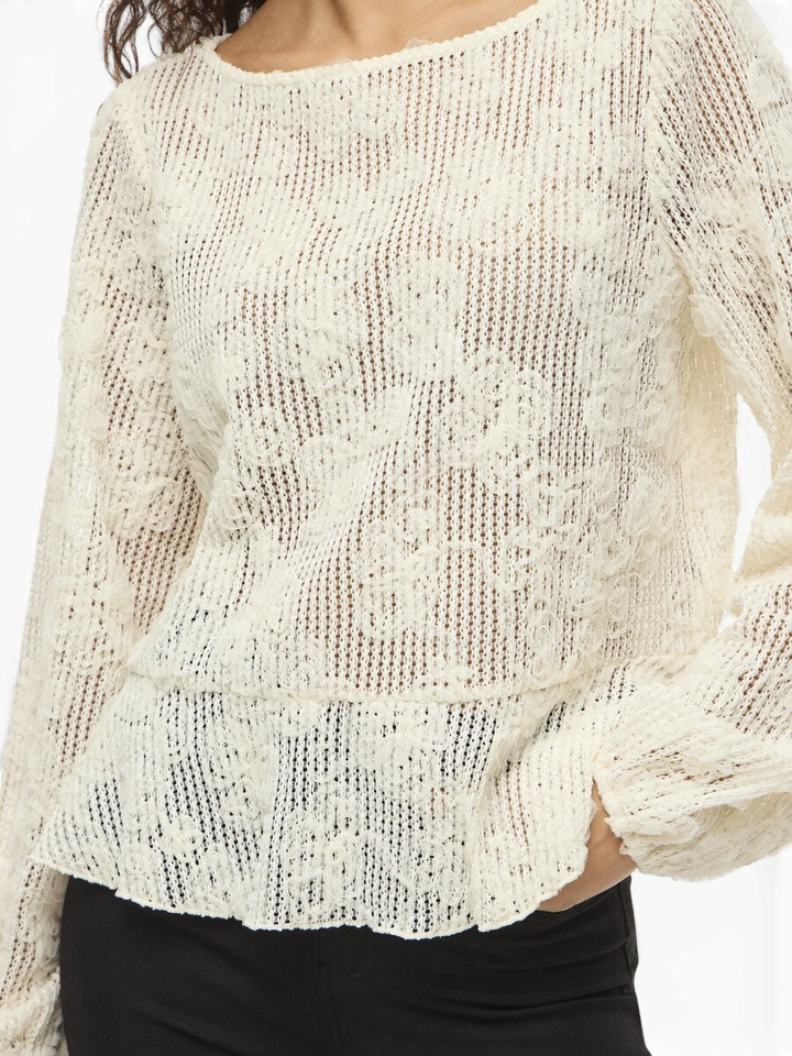 Beige gehaakte trui met bloemen Virucana Vila