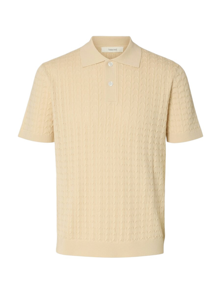 Beige polo met structuur Selected