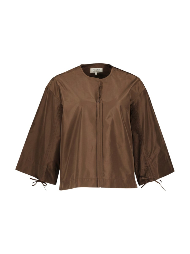 Donkerbruine blouse met sierlijk detail Psophia