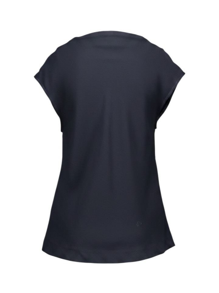 Donkerblauwe top met watervalhals Psophia