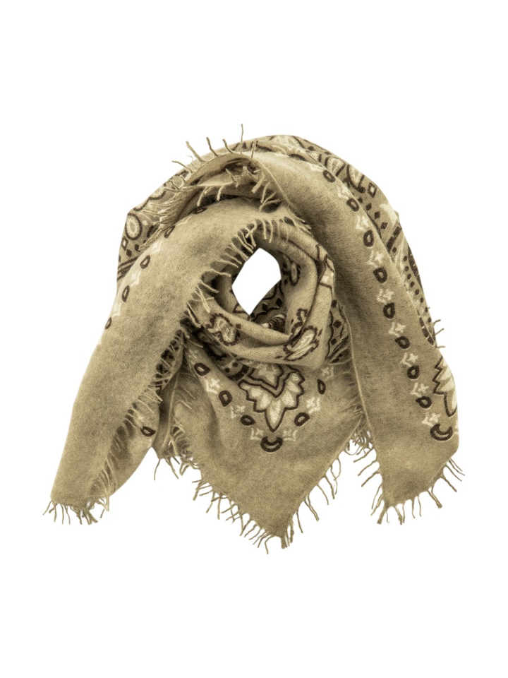Groene cashmere sjaal met motief V VON GOAT