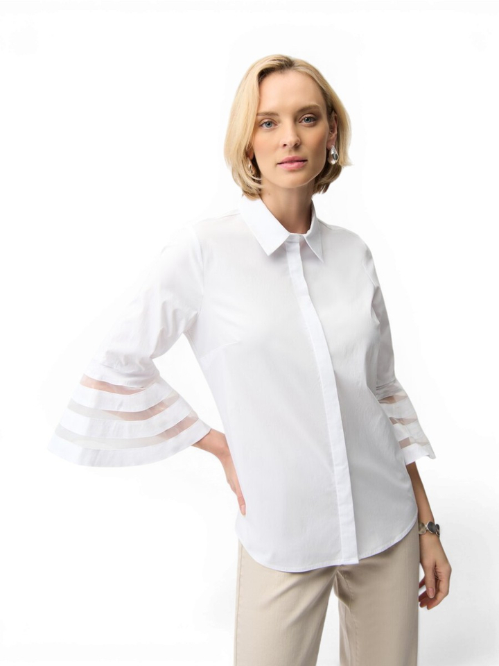 Witte katoenen bloes met speciale mouw Joseph Ribkoff 
