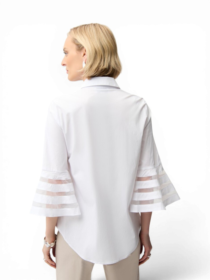 Witte katoenen bloes met speciale mouw Joseph Ribkoff 