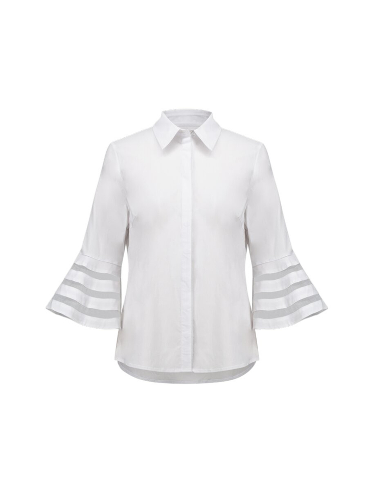 Witte katoenen bloes met speciale mouw Joseph Ribkoff 