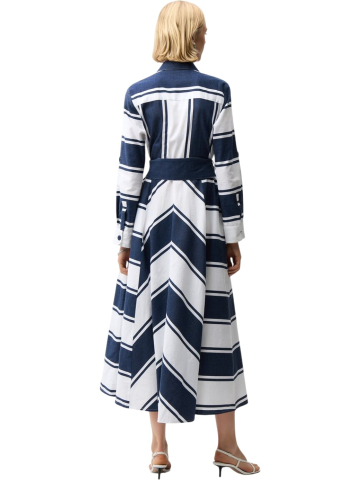 Blauwe maxi-jurk met witte print Joseph Ribkoff