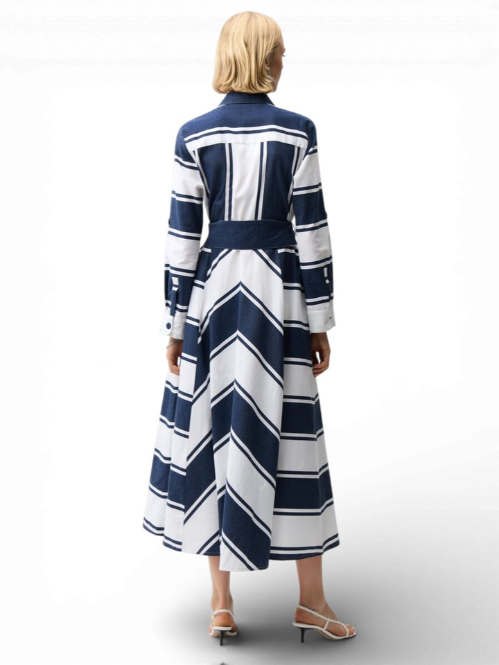 Blauwe maxi-jurk met witte print Joseph Ribkoff
