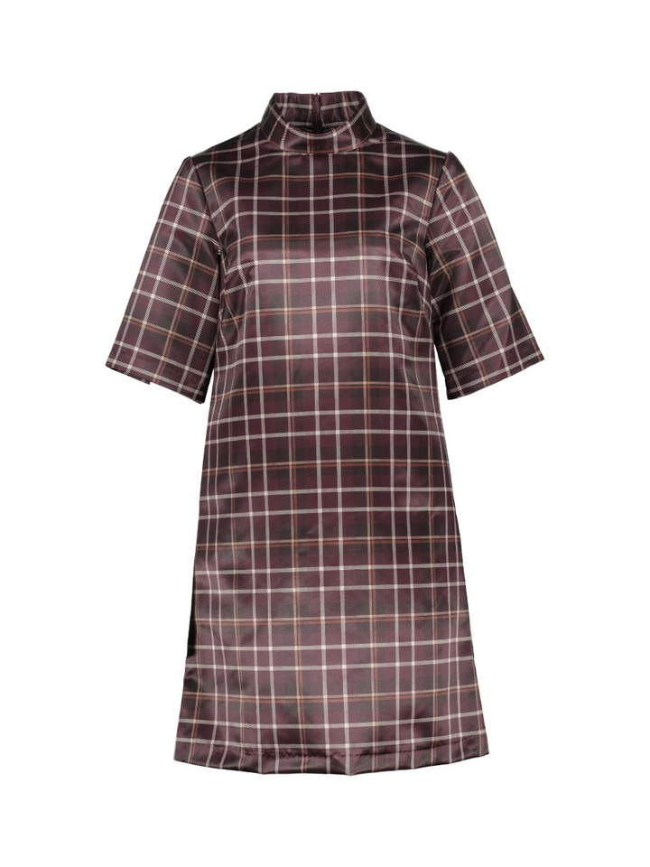 Bruin/bordeaux geruiten jurk Duxe Senso 