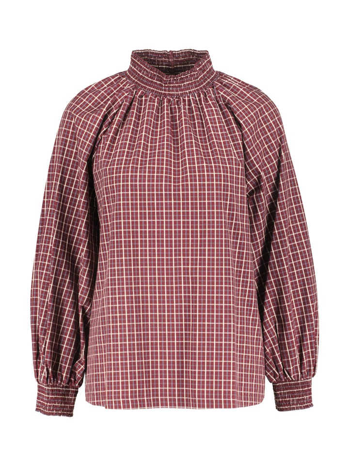 Bordeaux geruite blouse Cantu Senso 