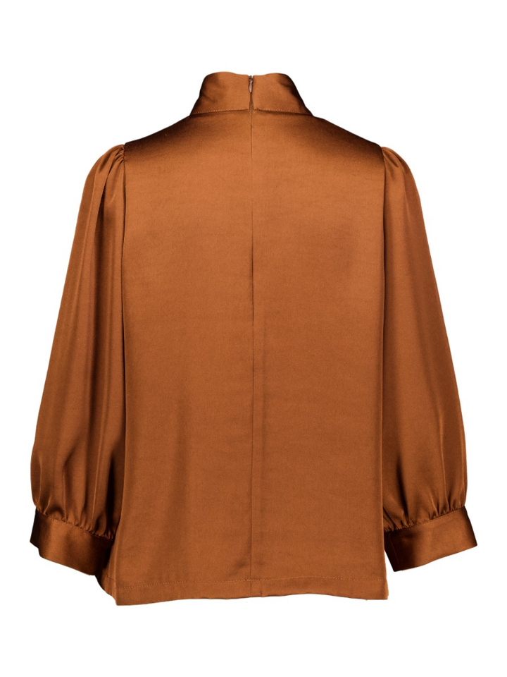 Bruine blouse met plooidetail Esenza Senso