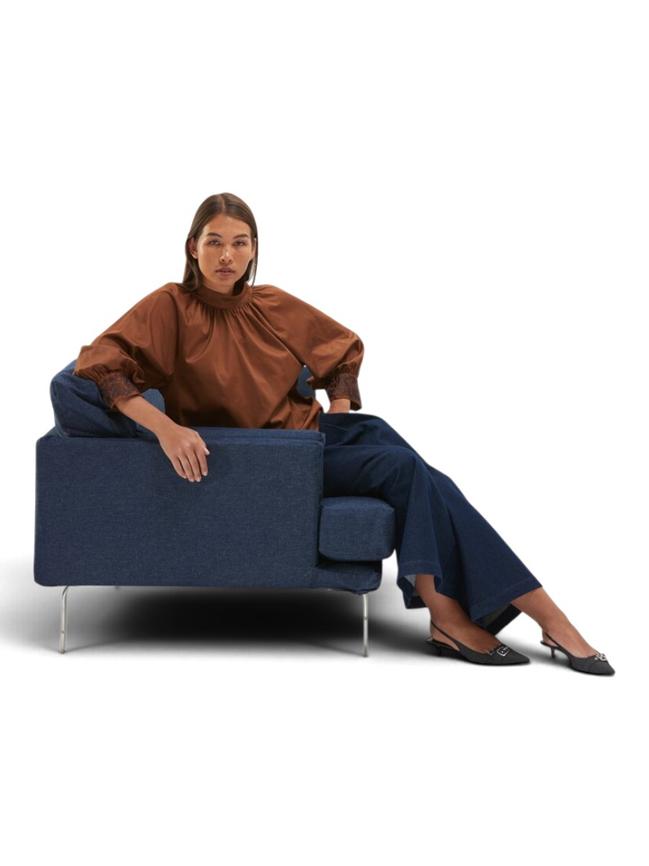 Bruine blouse met plooidetail Esenza Senso