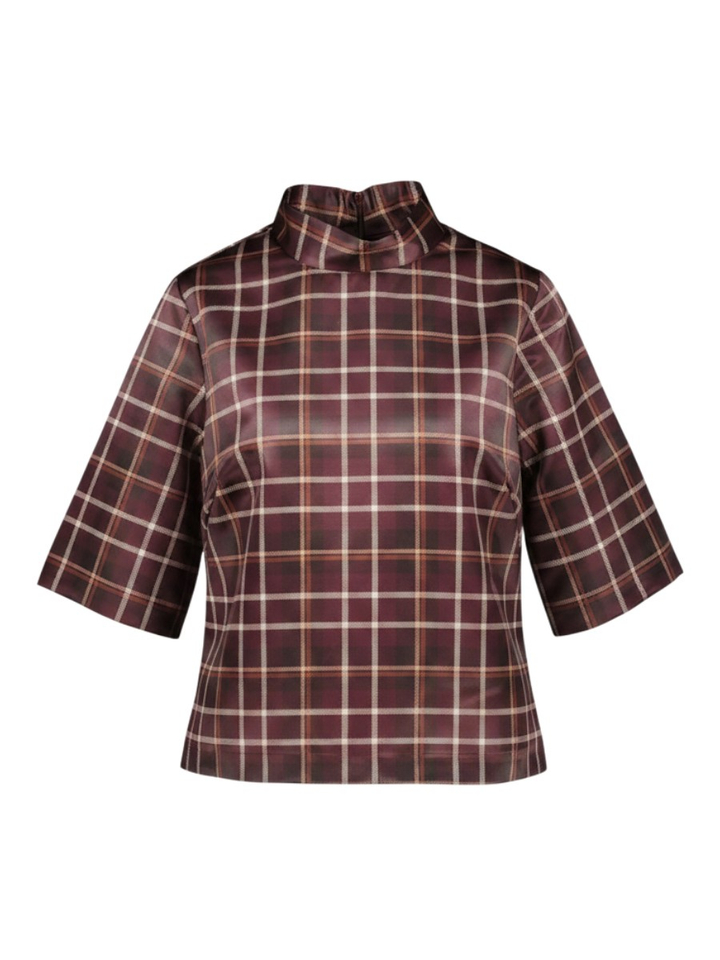 Geruiten blouse met ronde hals Duxe Senso