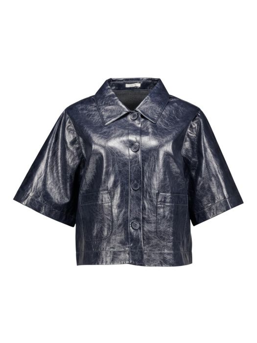 Donkerblauwe vest met korte mouwen in lederlook Alora Senso