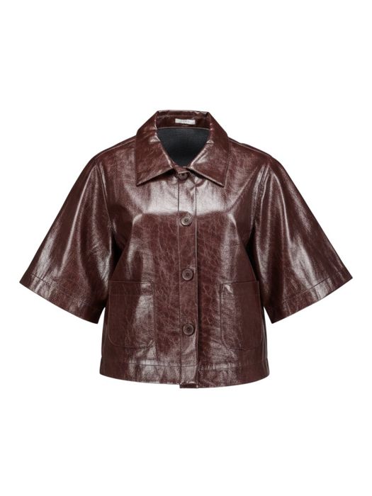Bordeaux vest met korte mouwen in lederlook Alora Senso