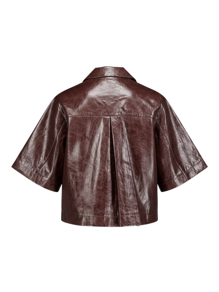 Bordeaux vest met korte mouwen in lederlook Alora Senso 