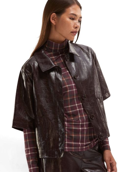 Bordeaux vest met korte mouwen in lederlook Alora Senso