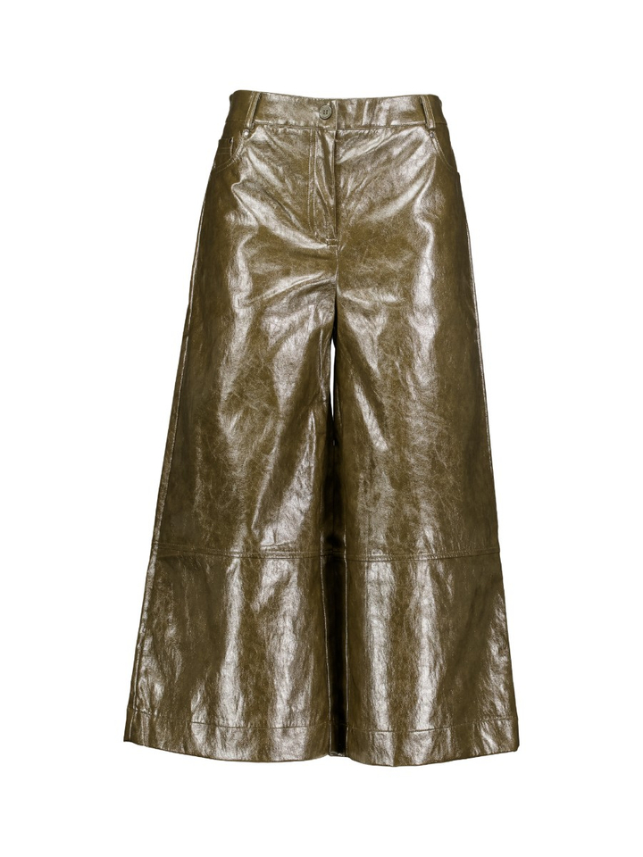 Kaki groene broek in lederlook Alora Senso 