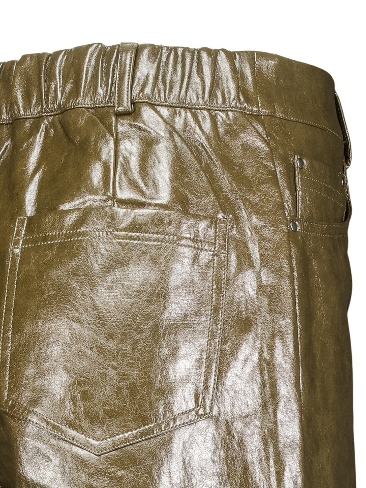 Kaki groene broek in lederlook Alora Senso 