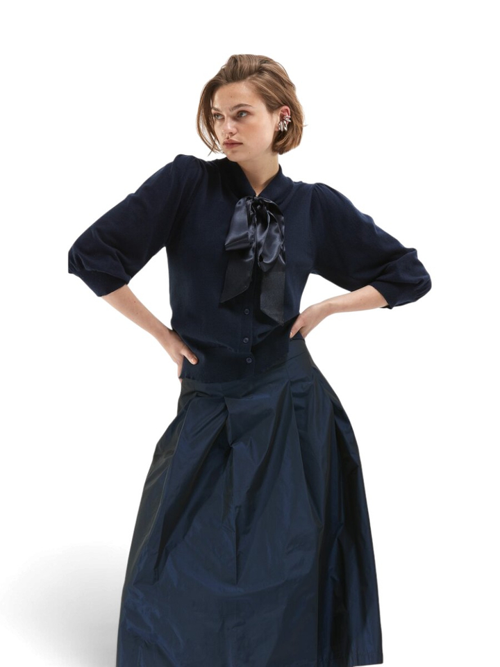 Blauwe cardigan met strik detail Reyhan Senso