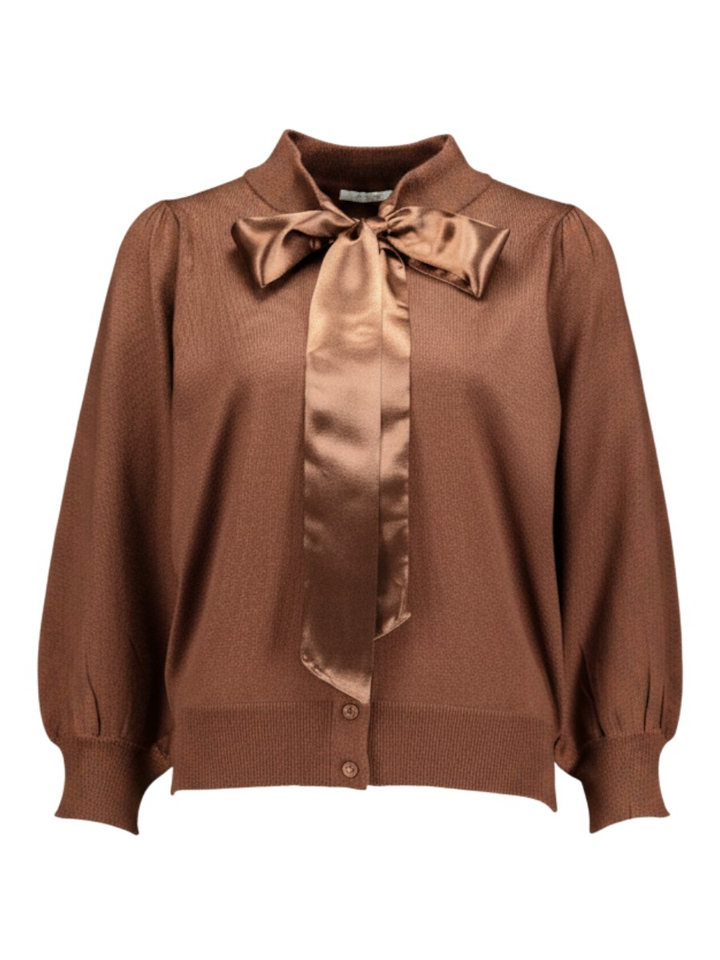 Bruine cardigan met strik detail Reyhan Senso 