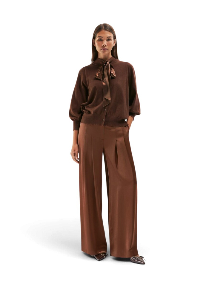 Bruine cardigan met strik detail Reyhan Senso