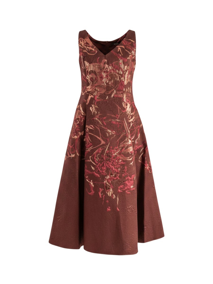 Bordeaux maxi-jurk met glanzende print Vera Mont