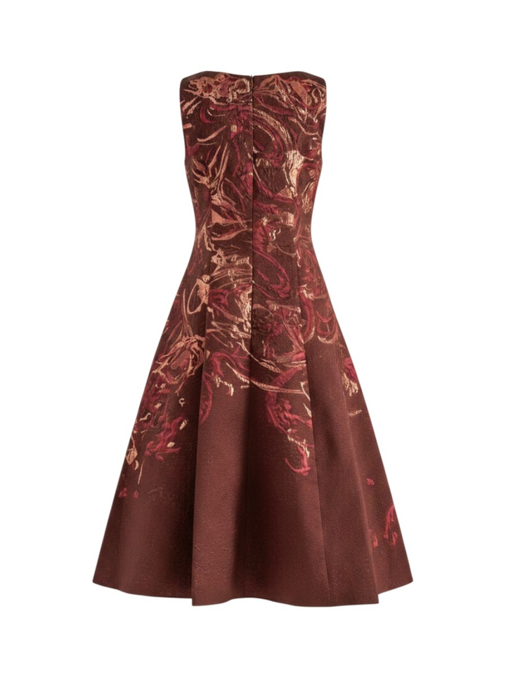 Bordeaux maxi-jurk met glanzende print Vera Mont