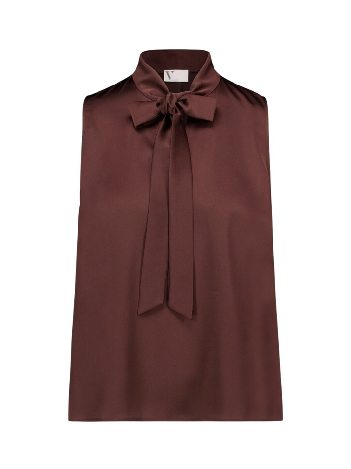 Bruine bloes met strik detail Vera Mont
