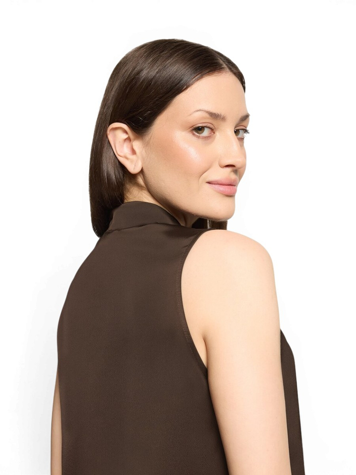 Bruine bloes met strik detail Vera Mont