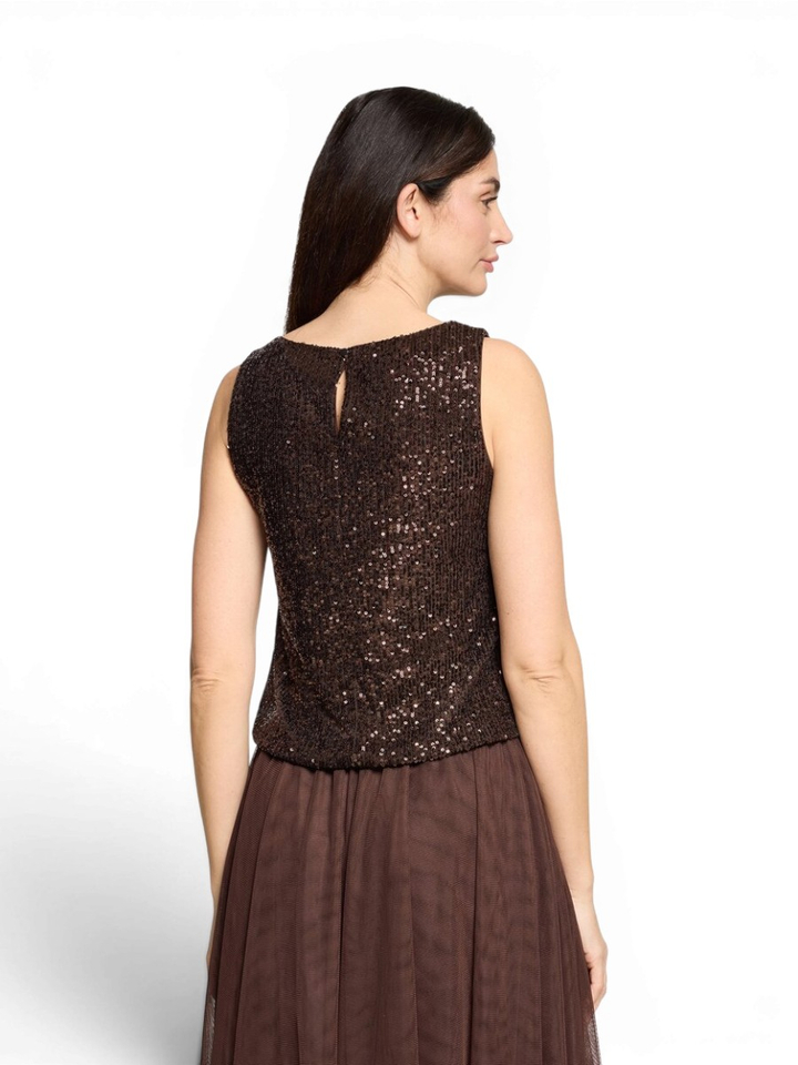 Donkerbruine glittertop Vera Mont 