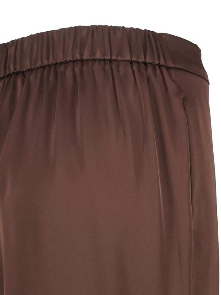 Donkerbruine geklede broek met elastiek Vera Mont