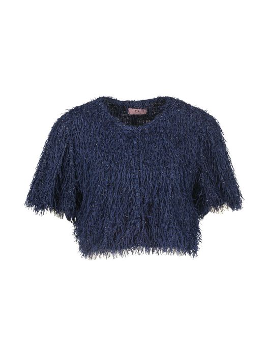 Donkerblauwe bolero met franjes Vera Mont