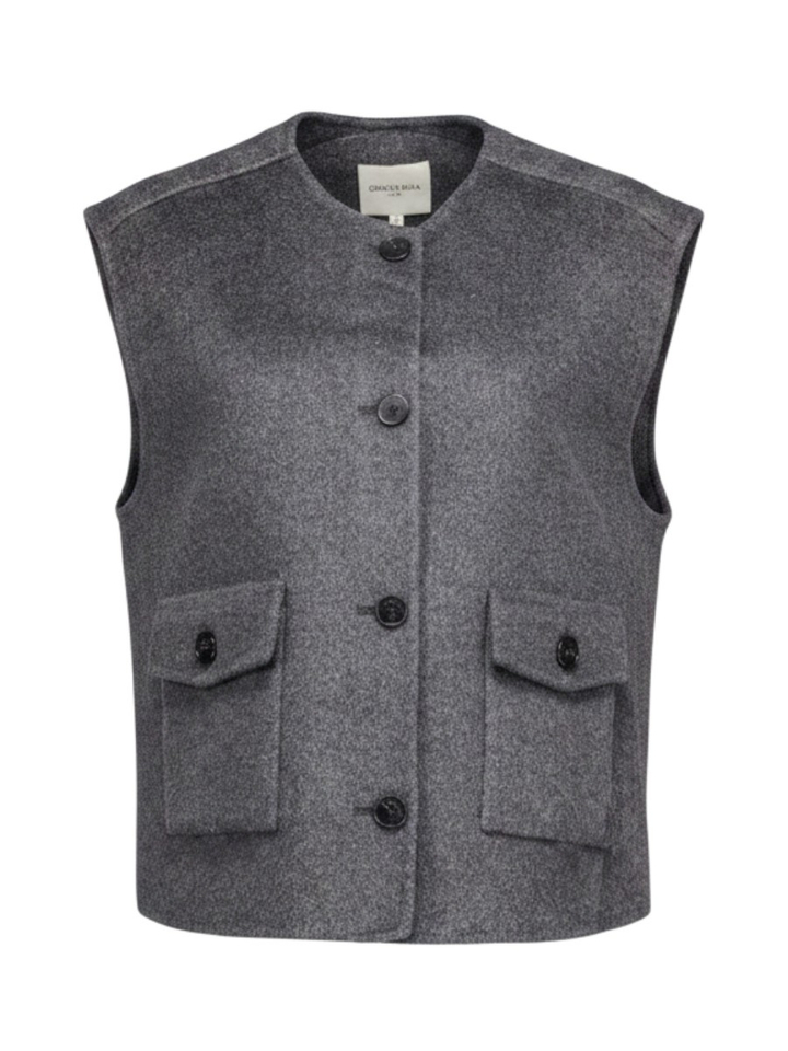 Grijze mouwloze wollen gilet Adagio Grace&Mila