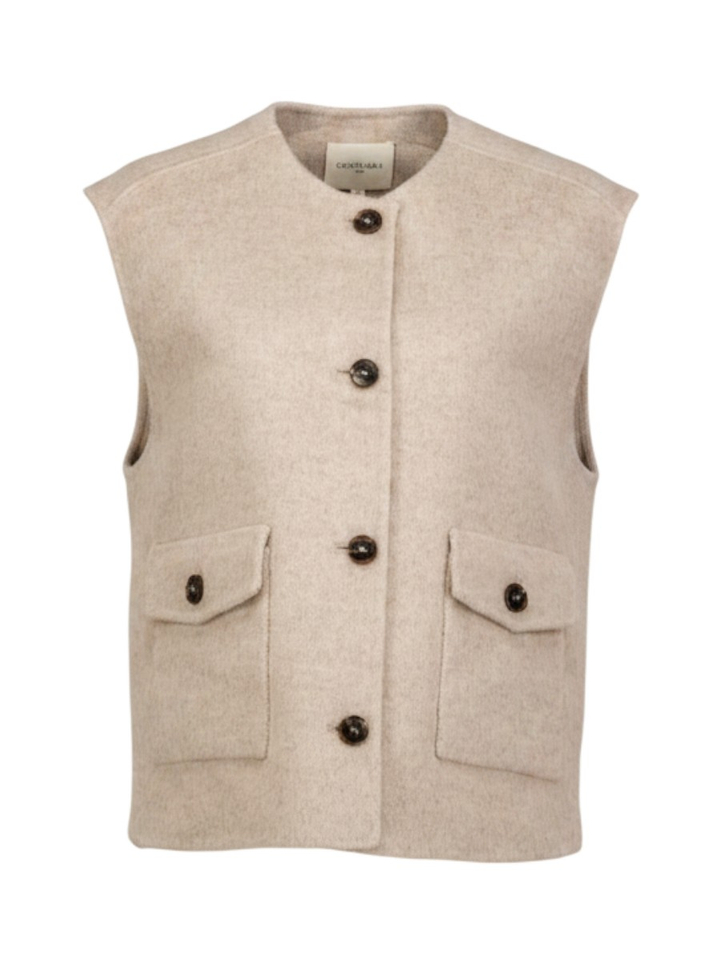 Beige mouwloze wollen gilet Adagio Grace&Mila 