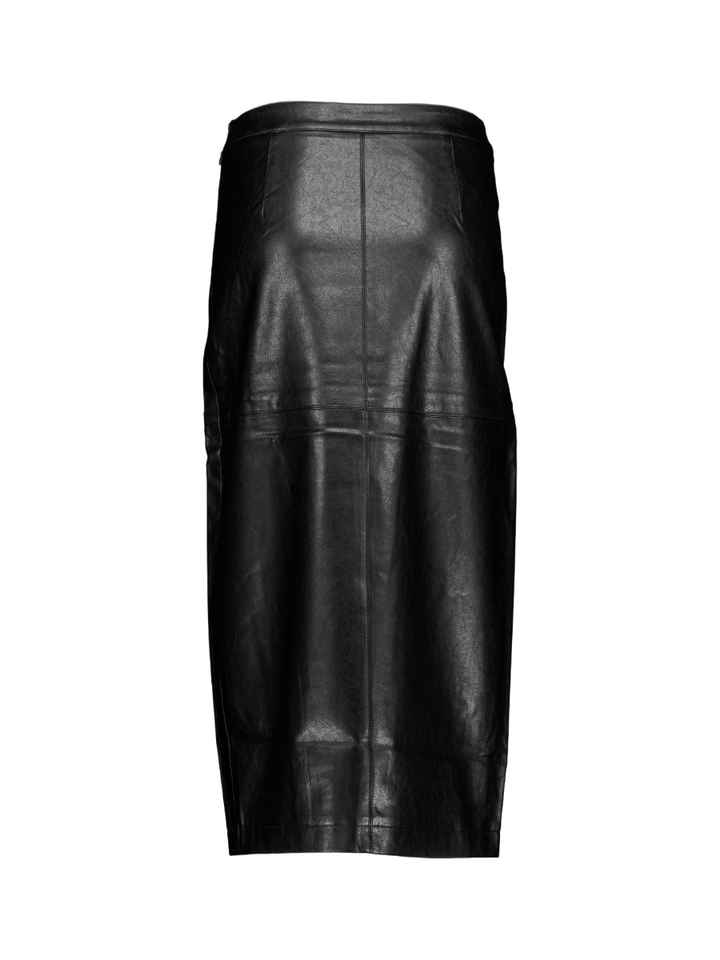 Groene rechte midi-rok van imitatieleer Aenor Grace & Mila